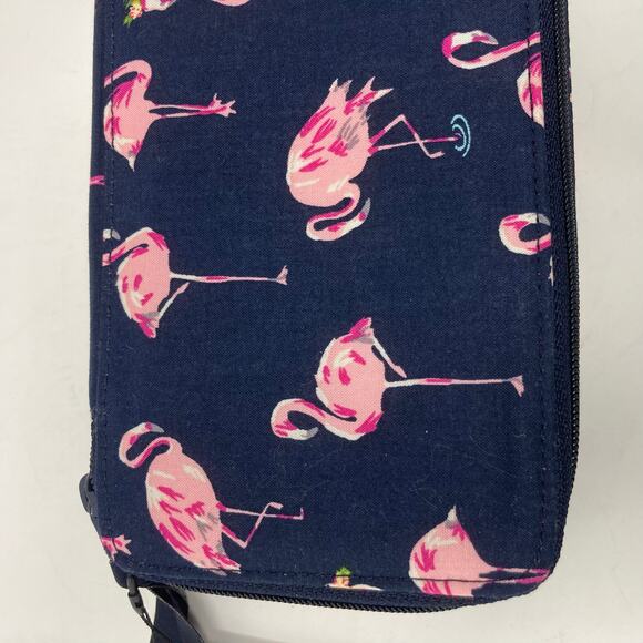 Vera Bradley Large Travel Pill Case Organizer In Flamingo Fiesta Navy Blue Pink - Picture 6 of 16